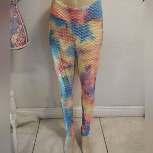 Honey comb tie dye rouched scrunched tik tok leggings
